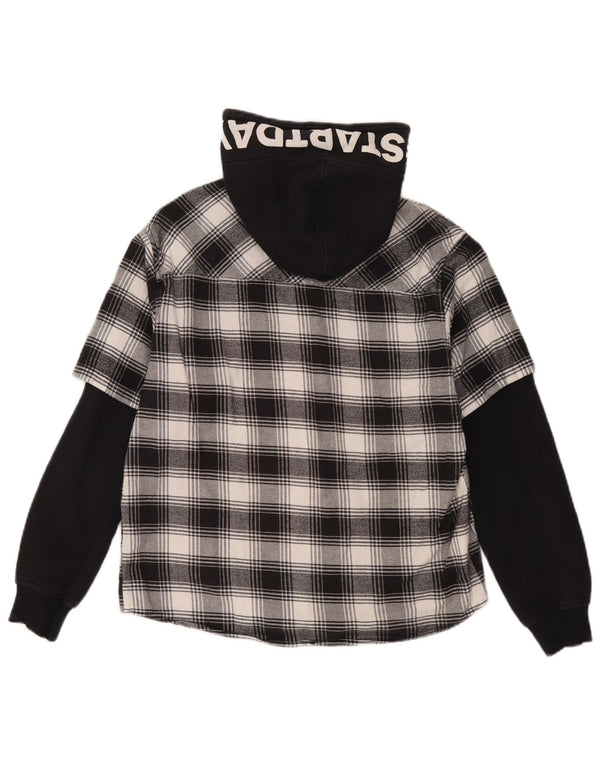 Zara Boys γραφικό πουκάμισο φανέλα με κουκούλα 13-14 ετών, μαύρο βαμβακερό