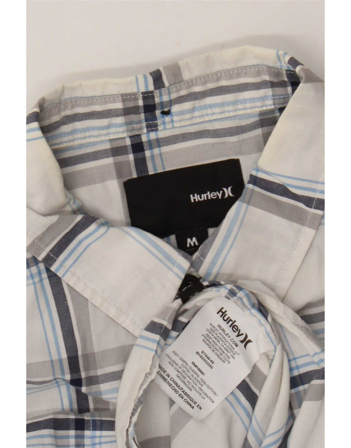 Hurley Mens Short Sleeve Shirt Medium White Check Cotton