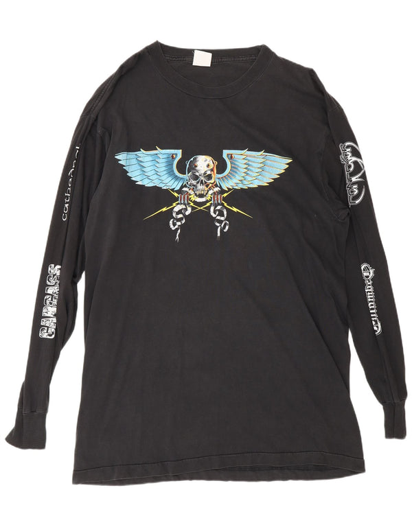 Vintage męski top God's of Grind Earache Tour 1992 z długim rękawem, XL, czarny