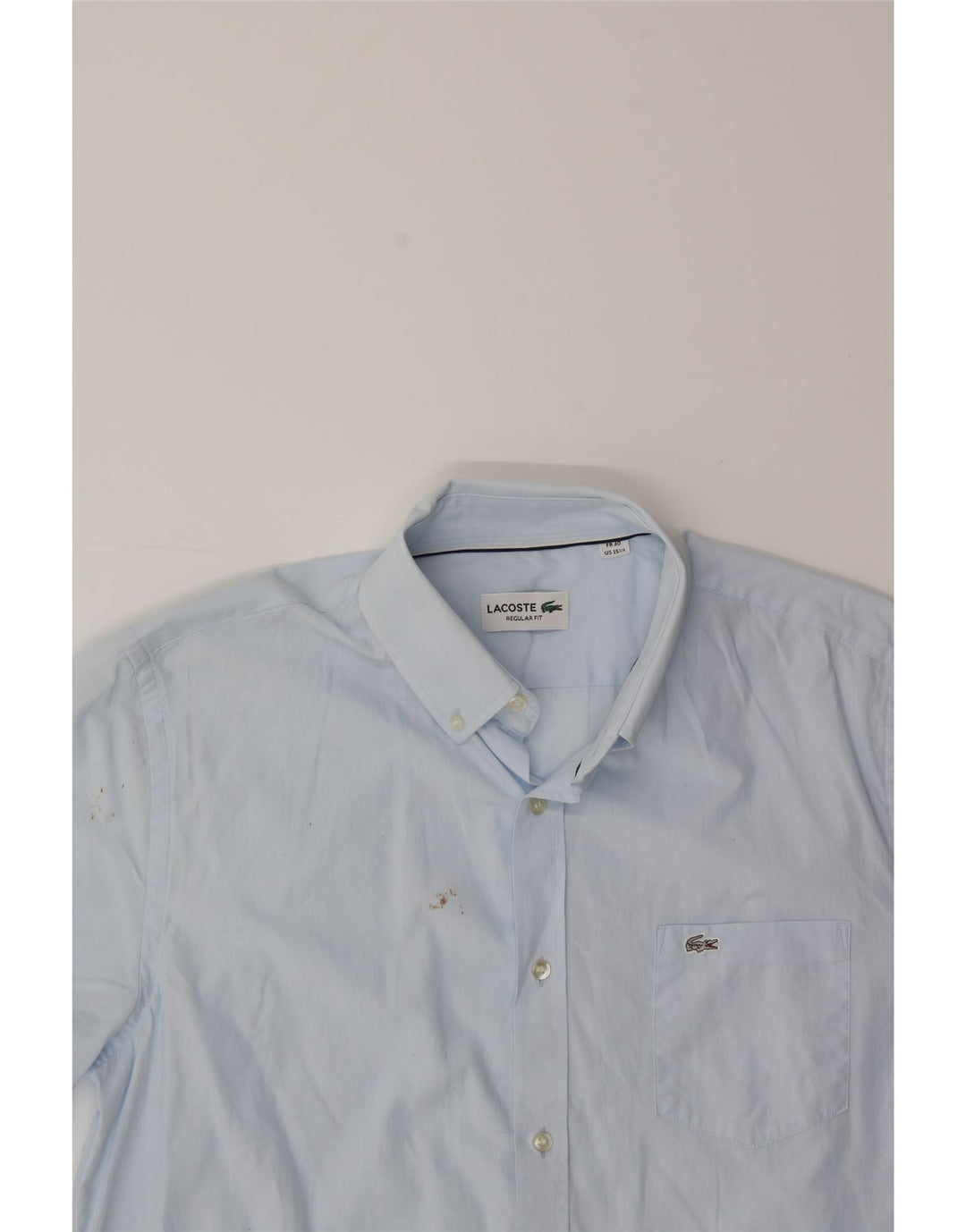 LACOSTE Mens Short Sleeve Shirt Size 40 Medium Blue Cotton Vintage Lacoste and Second-Hand Lacoste from Messina Hembry 