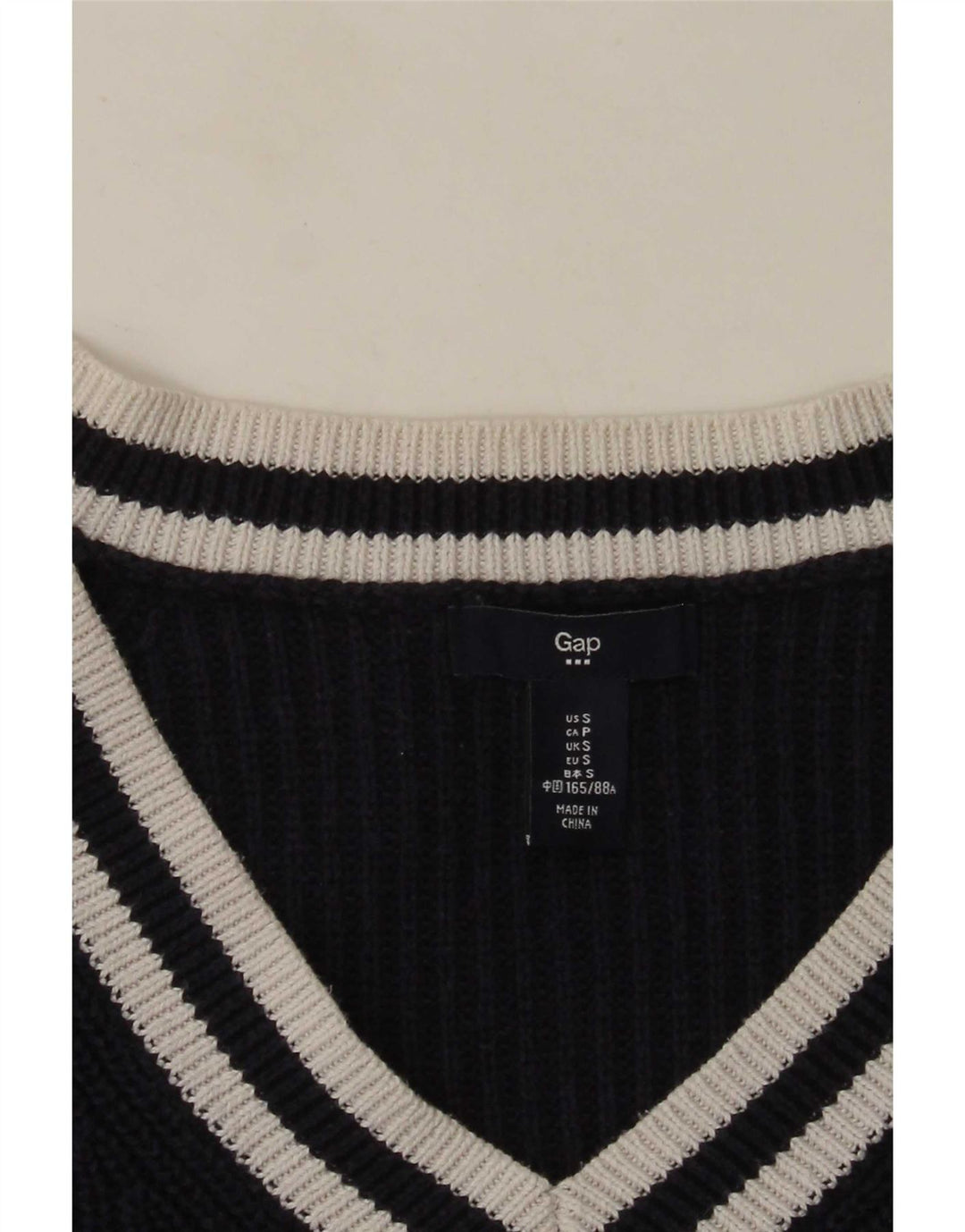 Sweter damski Gap z dekoltem w kształcie litery V, UK 10, mały, granatowy