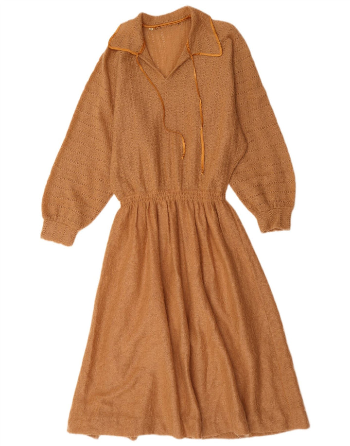 Vintage Womens Long Sleeve Jumper Dress IT 44 Medium Brown