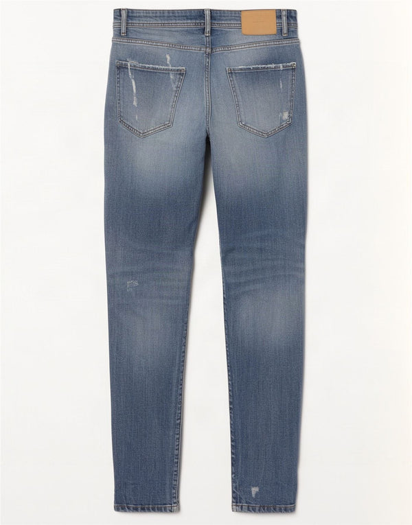 Zara Herren Distressed Skinny Jeans EU 40 Medium W31 L30 Blaue Baumwolle