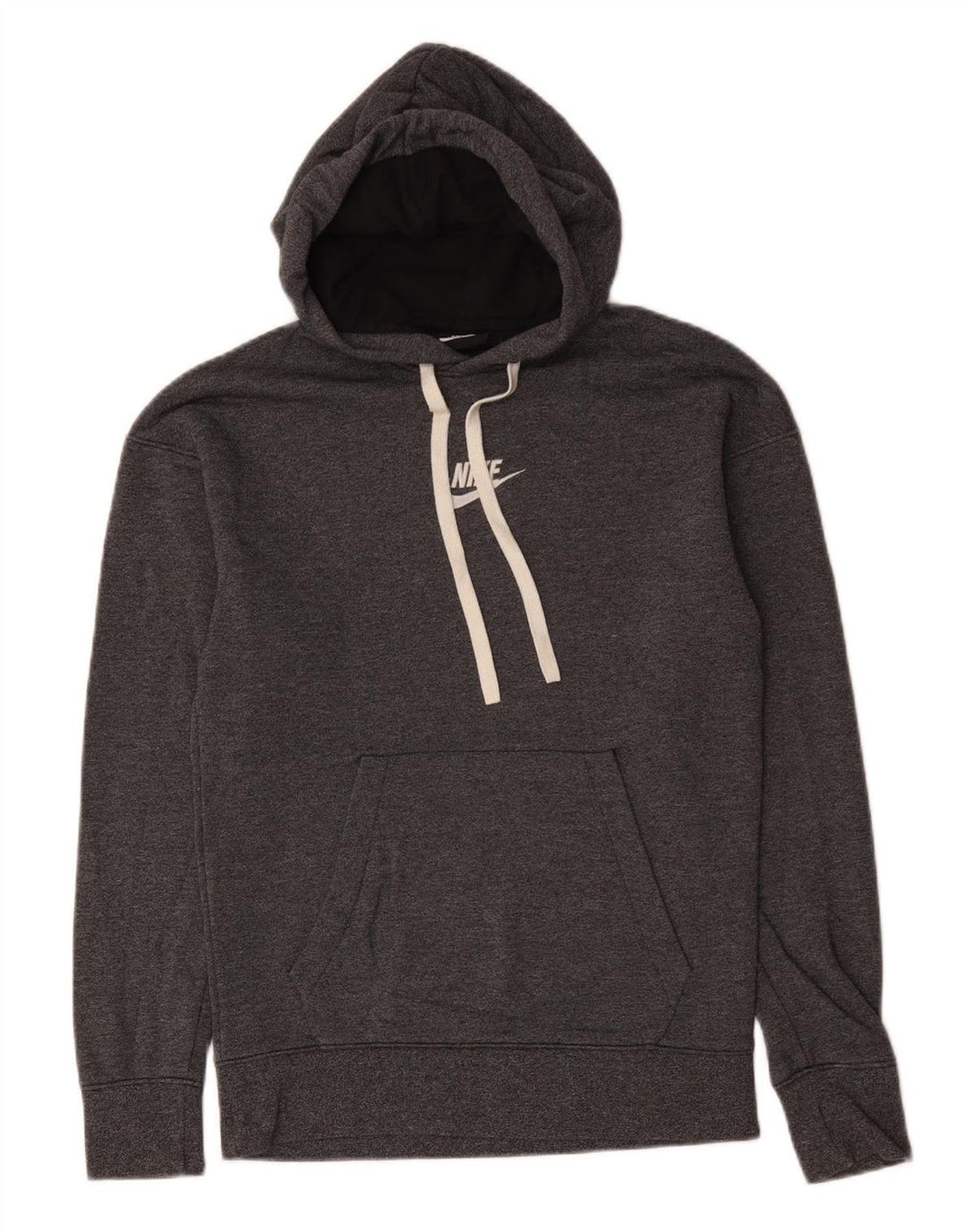 NIKE Womens Hoodie Jumper UK 12 Medium Grey Cotton