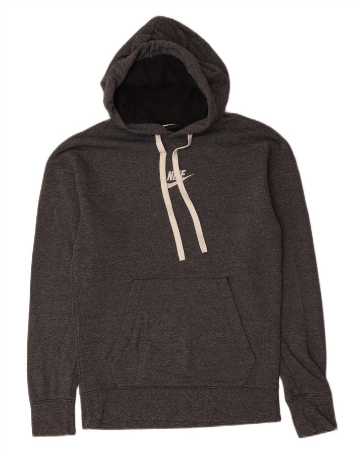 NIKE Womens Hoodie Jumper UK 12 Medium Grey Cotton