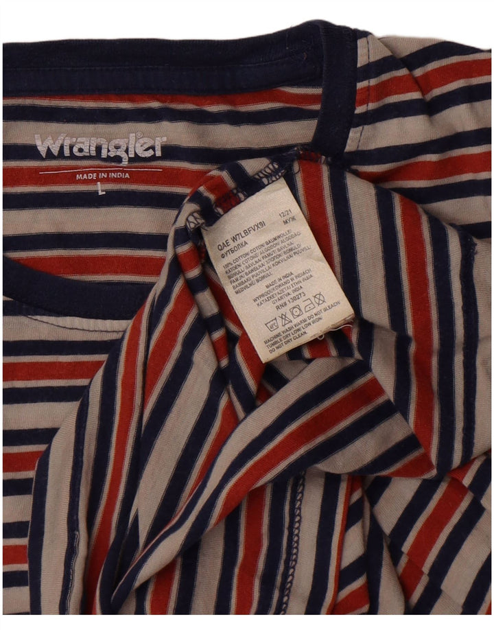 Wrangler Mens T-Shirt Top Large Multicoloured Striped Cotton