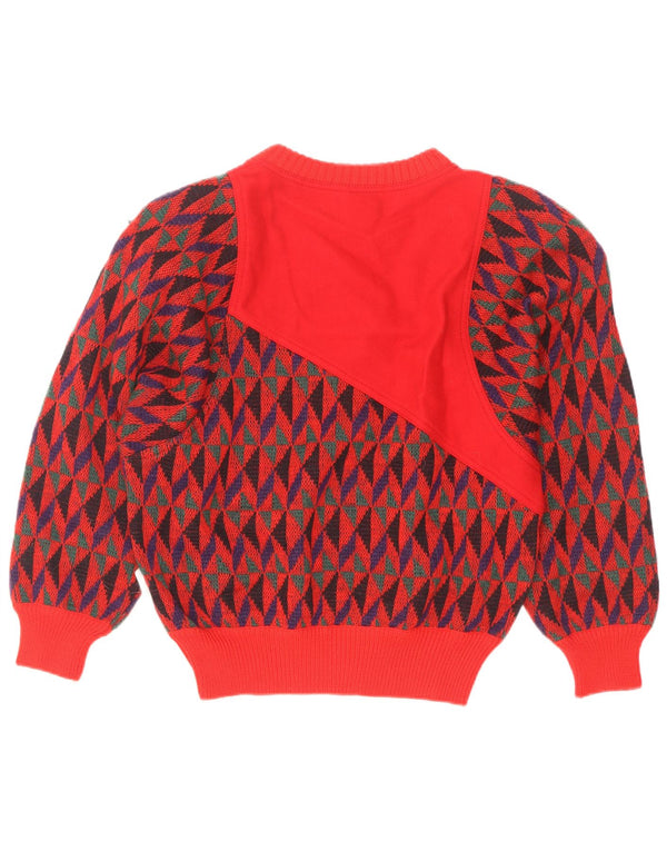 Skipper's Womens Boat Neck Jumper Sweater IT 42 Medium Red Geometric Wool
