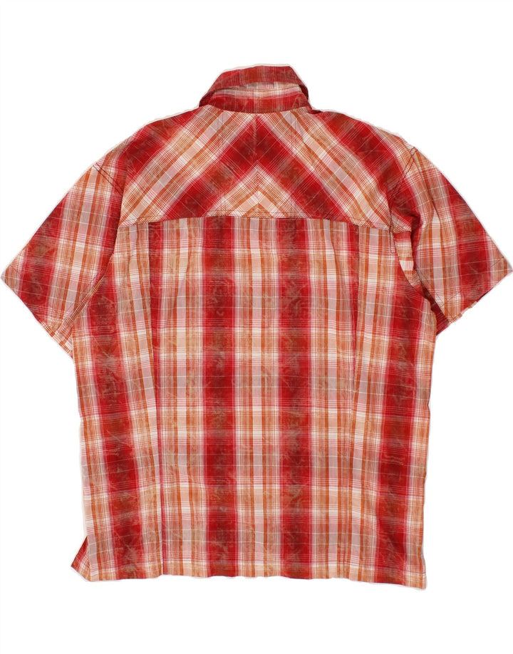 VINTAGE Mens Short Sleeve Shirt Medium Red Check Cotton Vintage Vintage and Second-Hand Vintage from Messina Hembry 