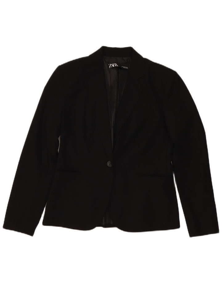 Zara Womens 1 Button Blazer Jacket EU 40 Medium Black