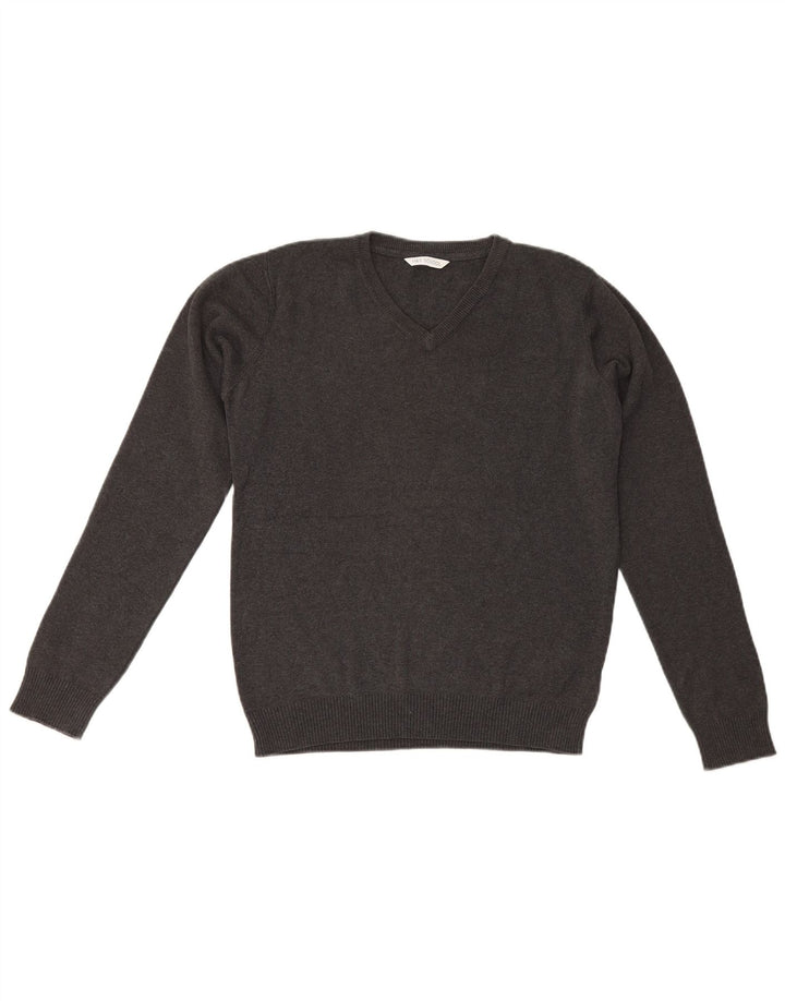 Marks & Spencer Boys V-Neck Jumper Sweater 13-14 Years Grey Cotton