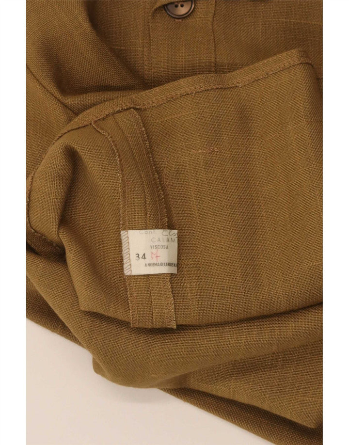 Vintage Womens Overshirt Shirt IT 34 2XS Khaki Viscose