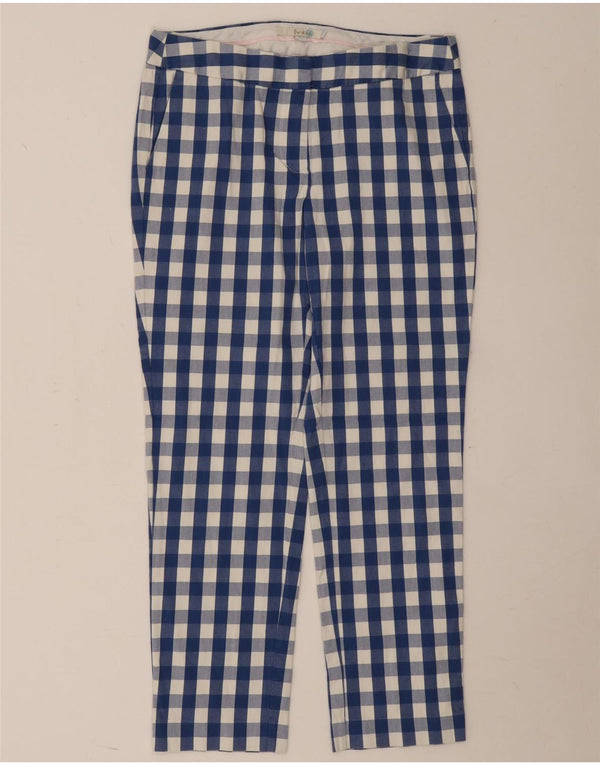 Boden Womens Cropped Trousers UK 10 Small W30 L24 Blue Gingham Cotton