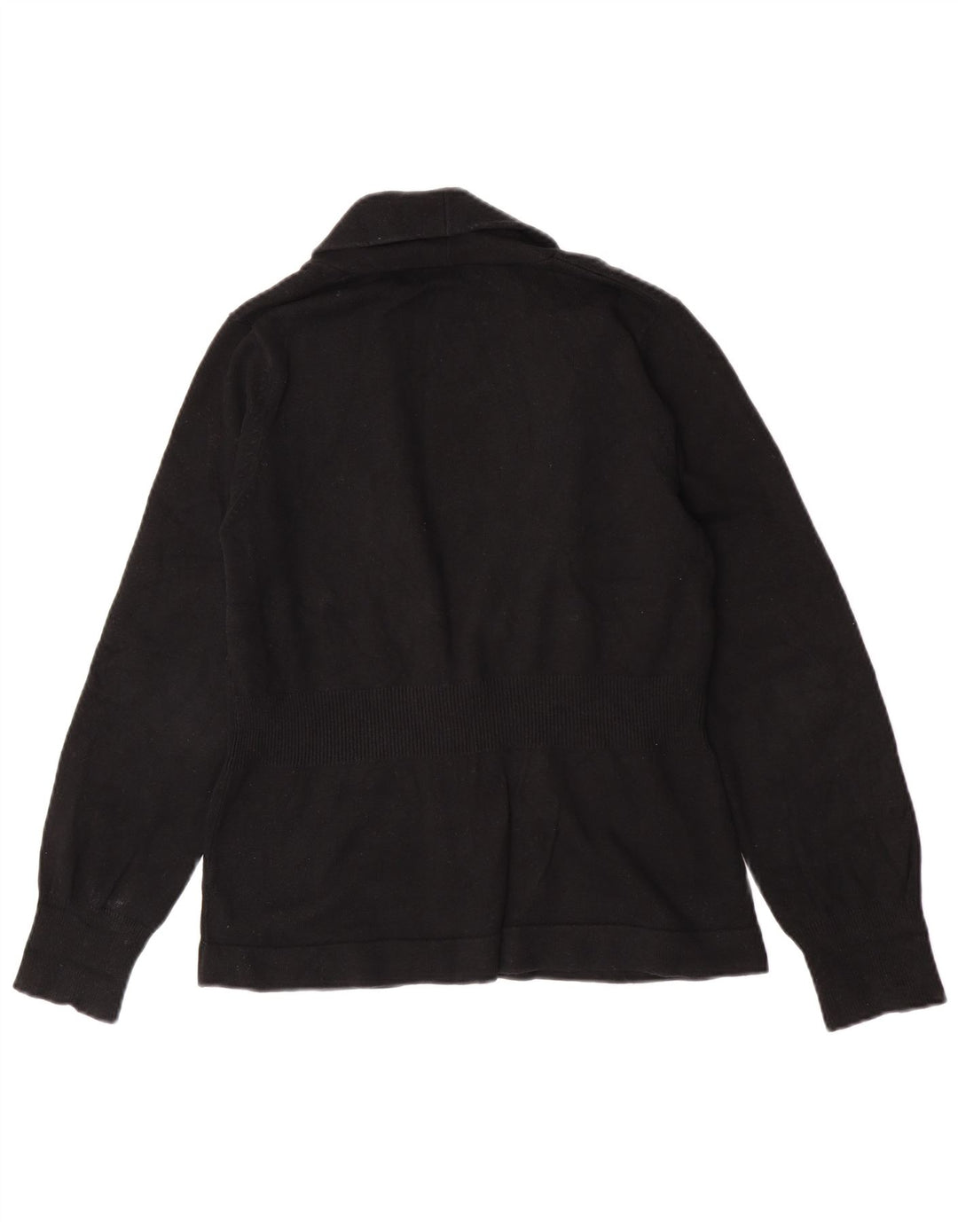 Eddie Bauer Womens Cardigan Sweater UK 14 Medium Black Cotton