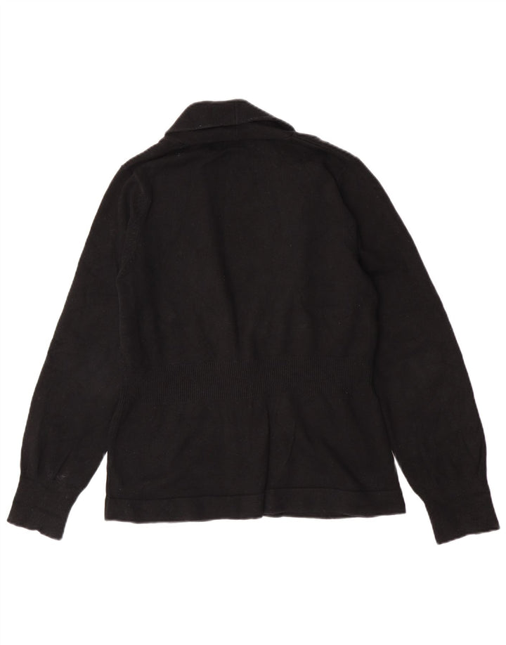 Eddie Bauer Womens Cardigan Sweater UK 14 Medium Black Cotton