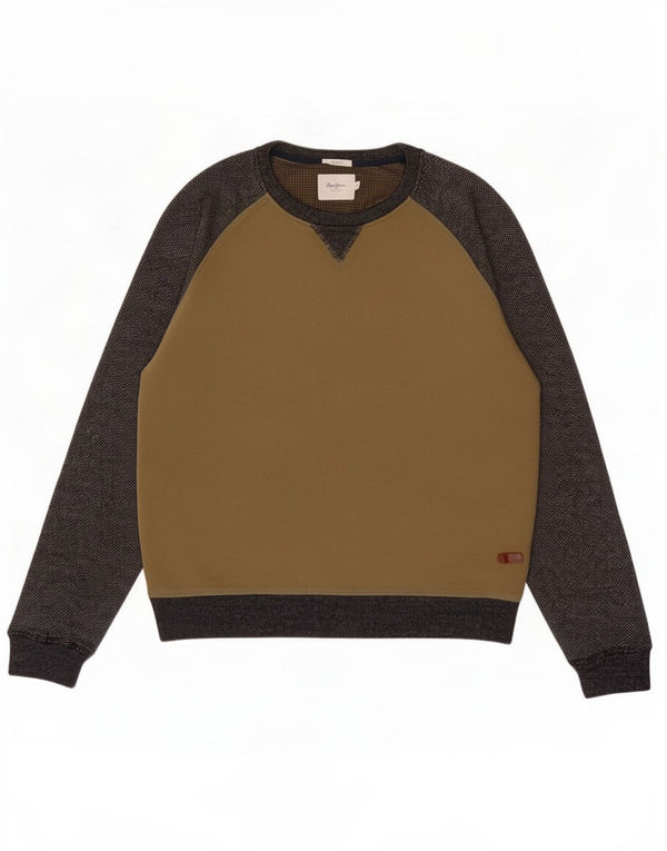 Męski sweter męski PEPE Jeans o regularnym kroju, w małych blokach kolorów khaki