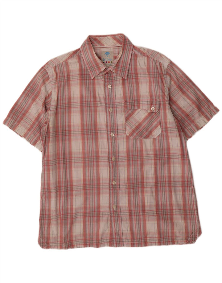 Fat Face Mens Short Sleeve Shirt Large Pink Plaid Cotton