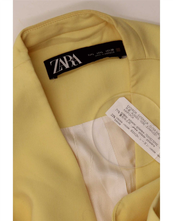 Zara Womens 3 Button Sleeveless Blazer Jacket UK 14 Large Yellow Polyester