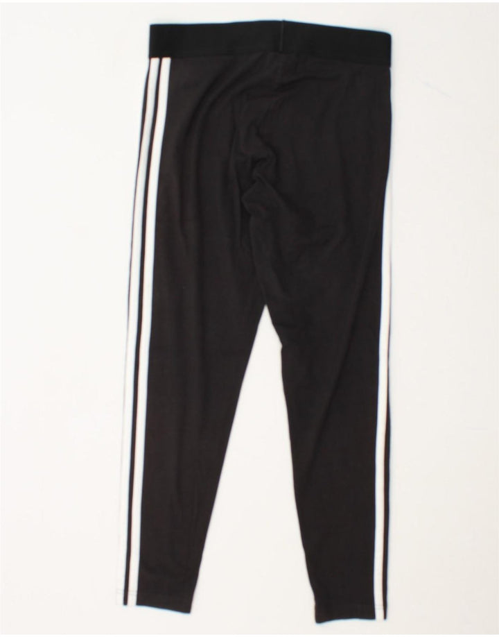 ADIDAS Womens Leggings UK 12/14 Medium Black Cotton