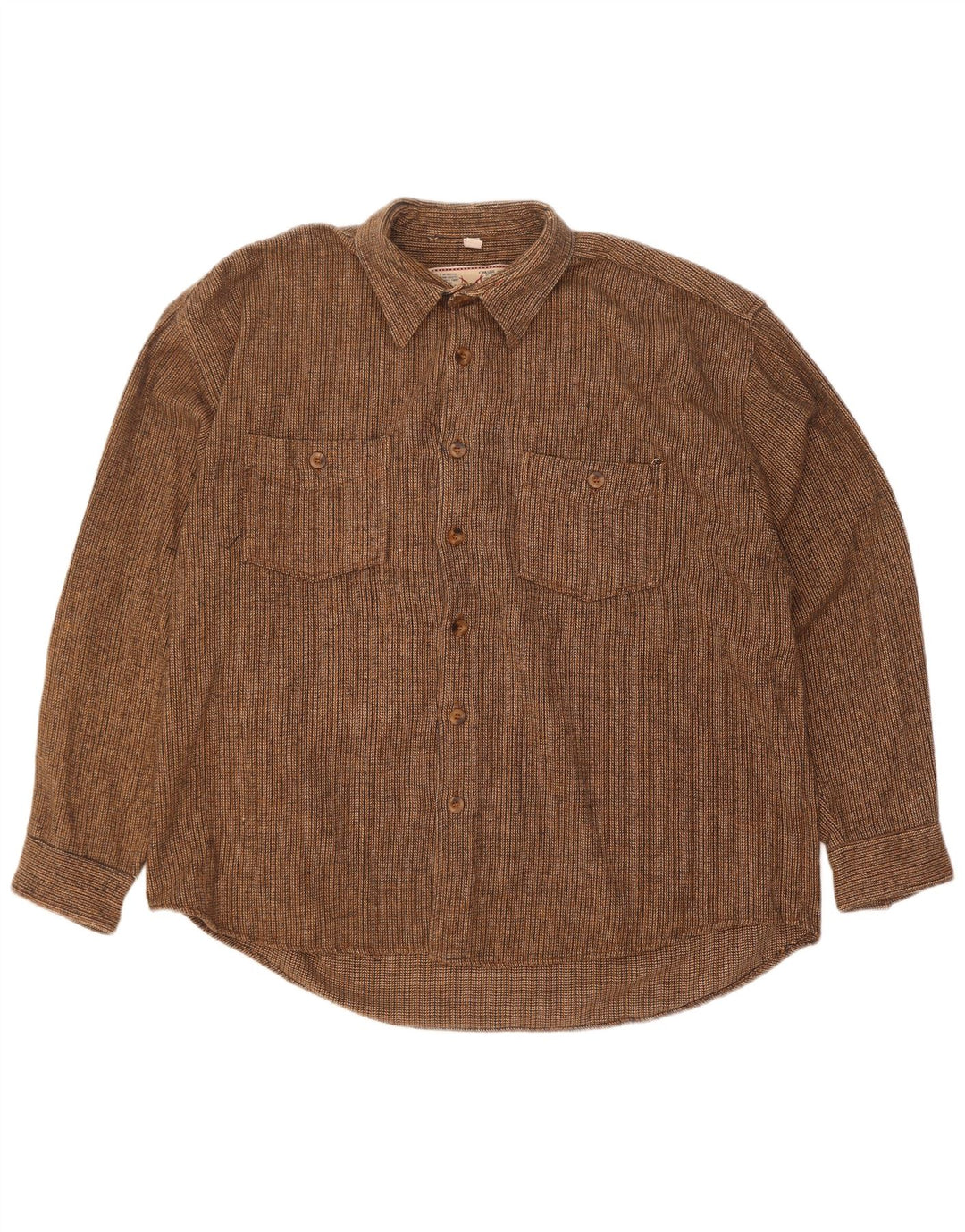 Chaser Mens Flannel Shirt Size 16 Large Brown Striped Cotton