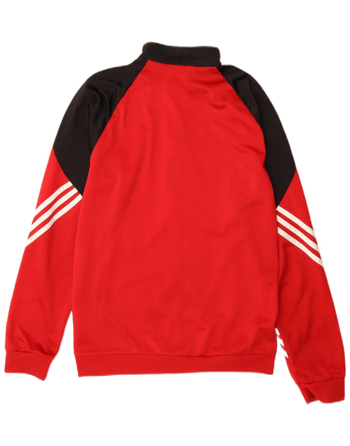 Adidas Mens Tracksuit Top Jacket Small Red Colourblock Polyester