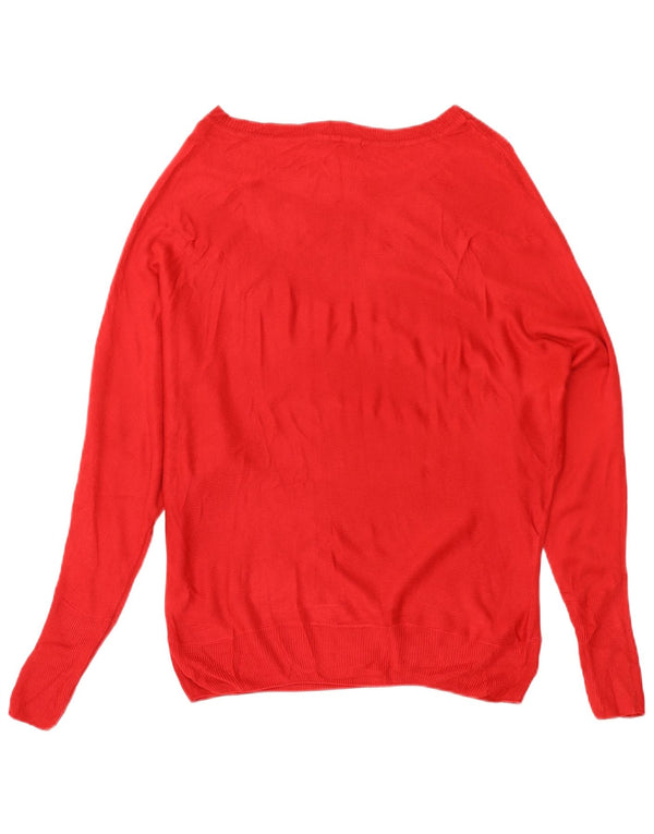 Marks & Spencer Dame Oversized Boat Neck Jumper Sweater UK 8 Small Red