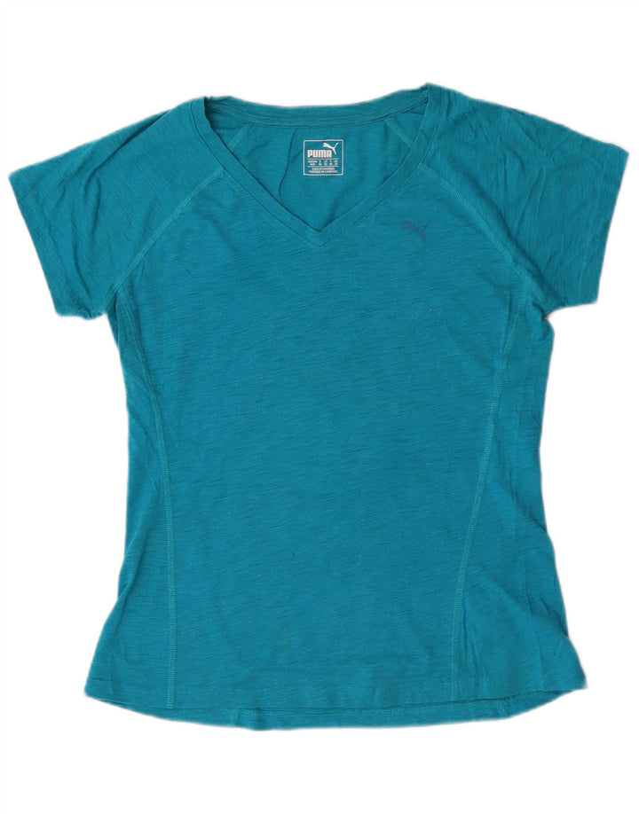 Puma Womens T-Shirt Top UK 12 Medium  Blue Flecked Cotton