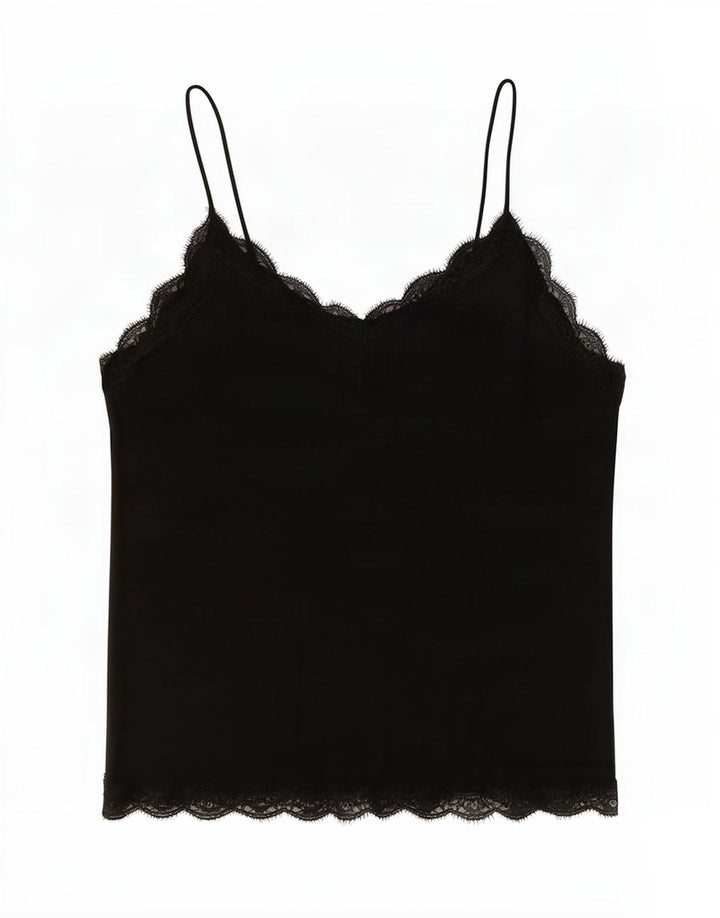 Zara Womens Crop Cami Top UK 16 Large Black Polyester