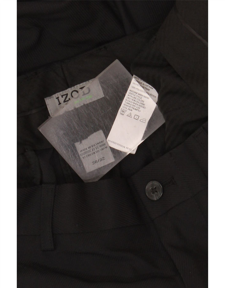 Izod Mens Straight Casual Trousers W36 L32 Black Polyester