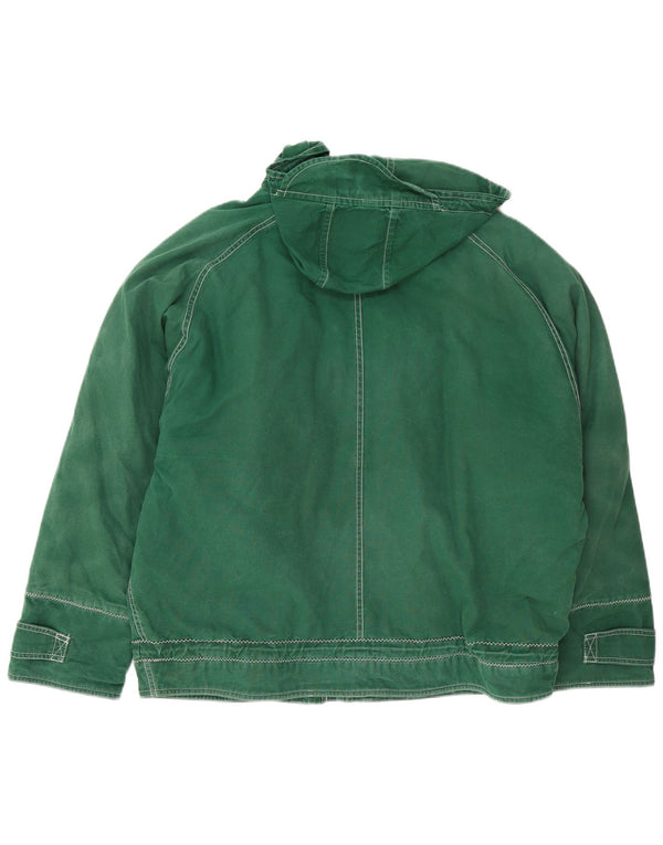 Vintage Mens Hooded Duffle Jacket UK 40 Large Green Cotton