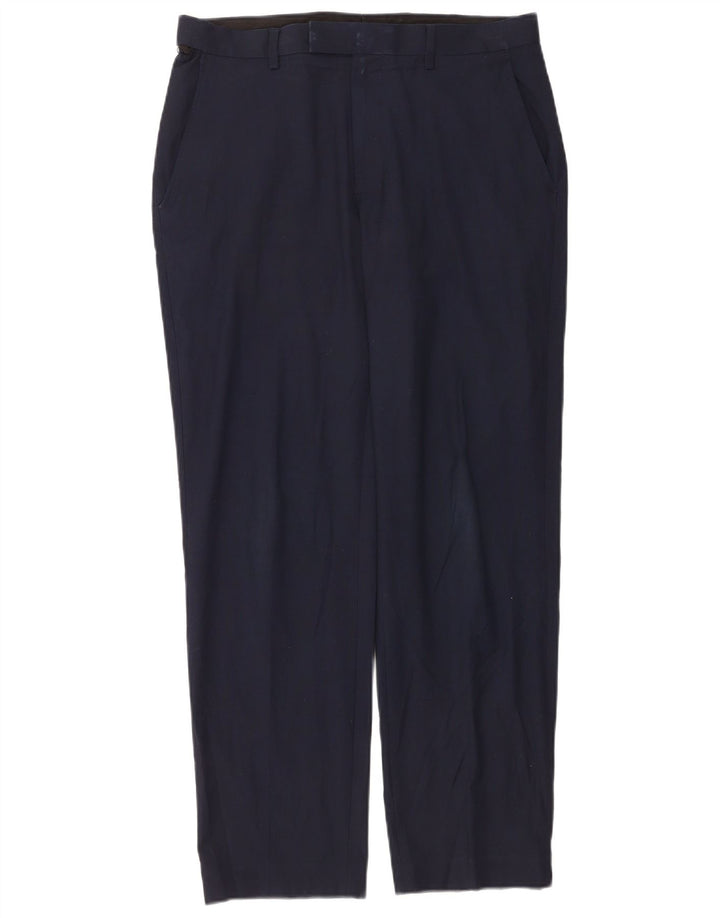 Marks & Spencer Mens Regular Fit Suit Trousers W32 L31 Navy Blue Polyester
