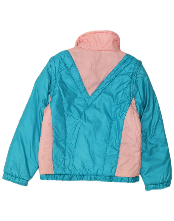 Vintage Womens Windbreaker Jacket IT 44 Medium Blue Colourblock Polyester