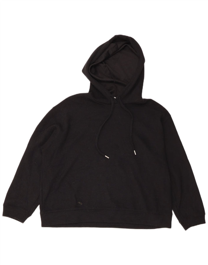 Zara Womens Oversized Hoodie Jumper UK 14 Medium Black Polyester
