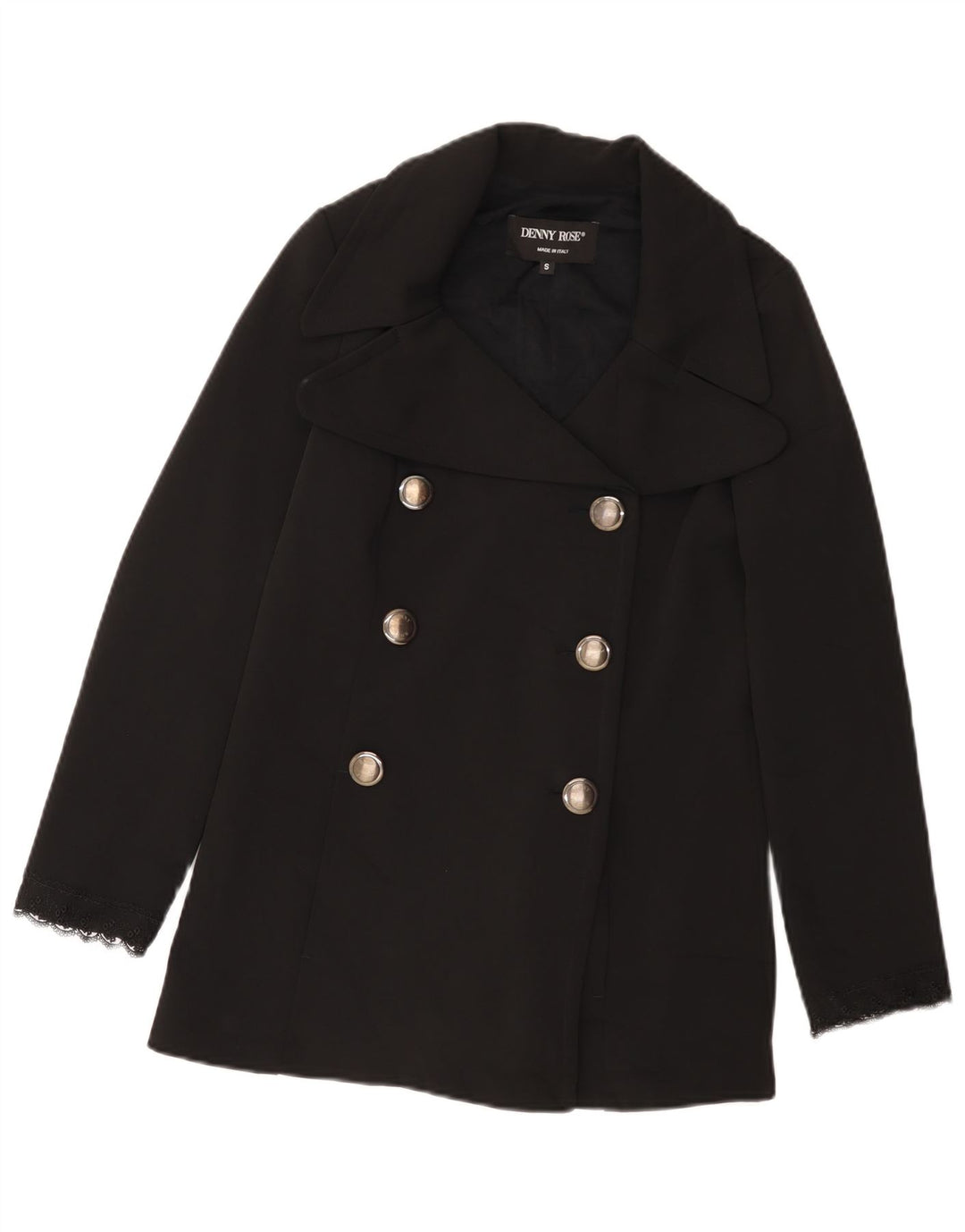 Denny Rose Womens Pea Coat UK 10 Small Black Polyester