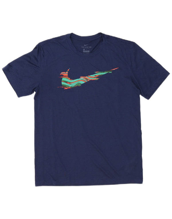 Мужская футболка Nike Dri Fit с графическим принтом, средний темно-синий полиэстер