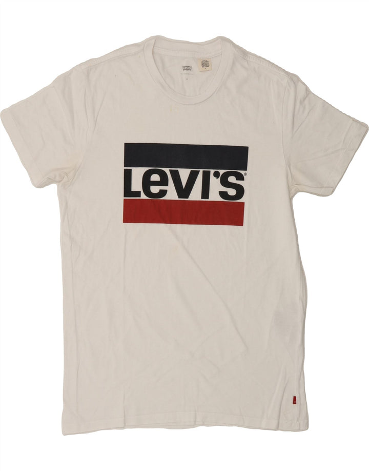 LEVI'S Mens Graphic T-Shirt Top Medium White Cotton Vintage Levi's and Second-Hand Levi's from Messina Hembry 