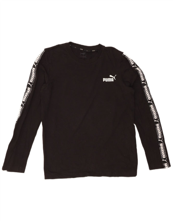 PUMA Mens Graphic Top Long Sleeve Small Black Cotton