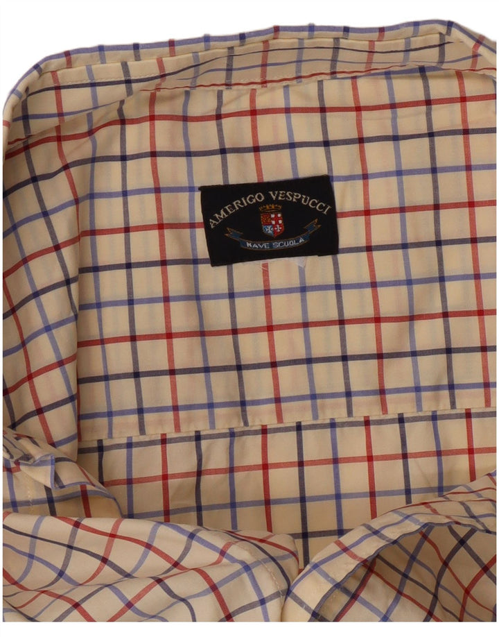 Amerigo Vespucci Mens Shirt XL Off White Check