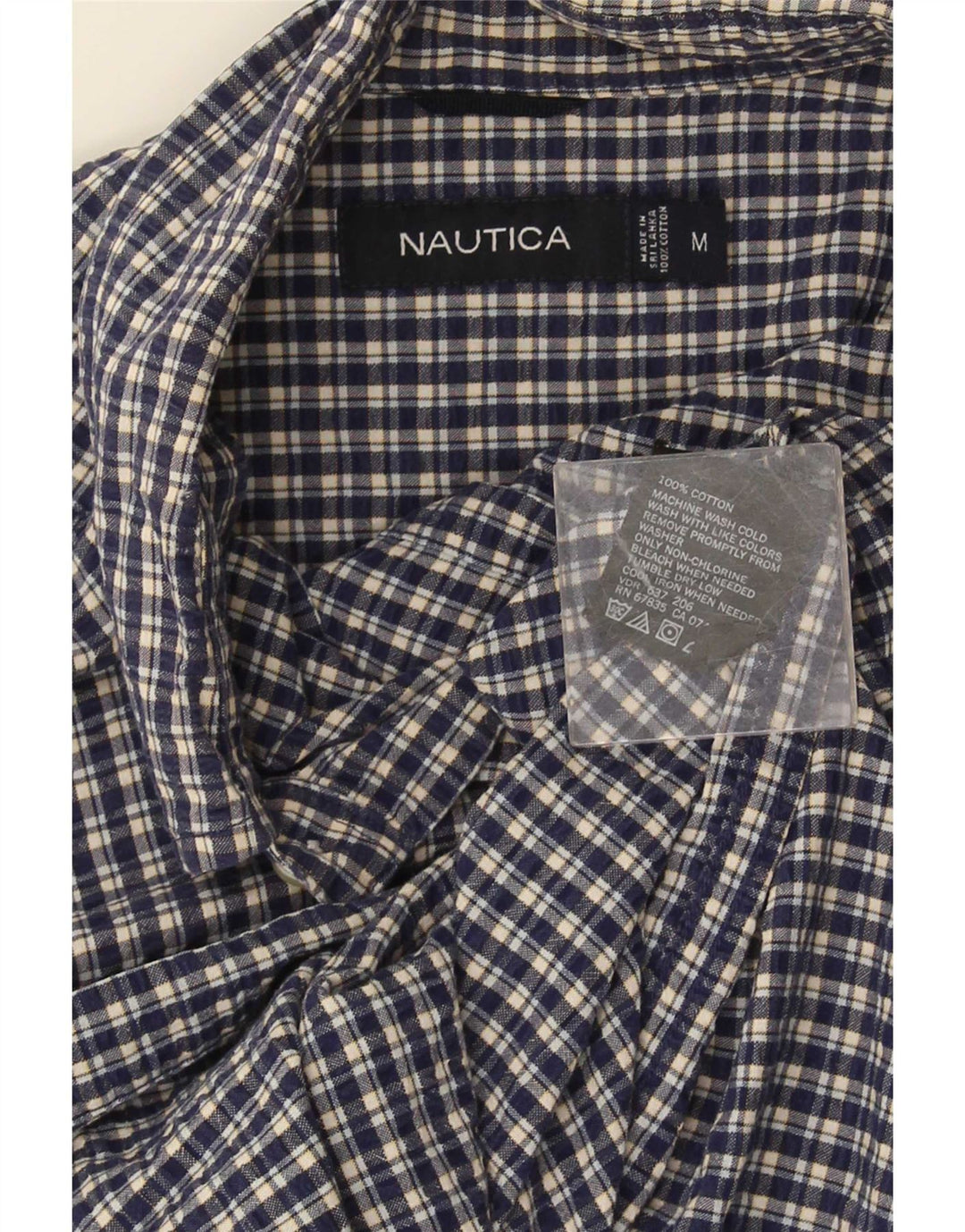 Nautica Chemise à manches courtes pour homme en coton vichy bleu marine moyen