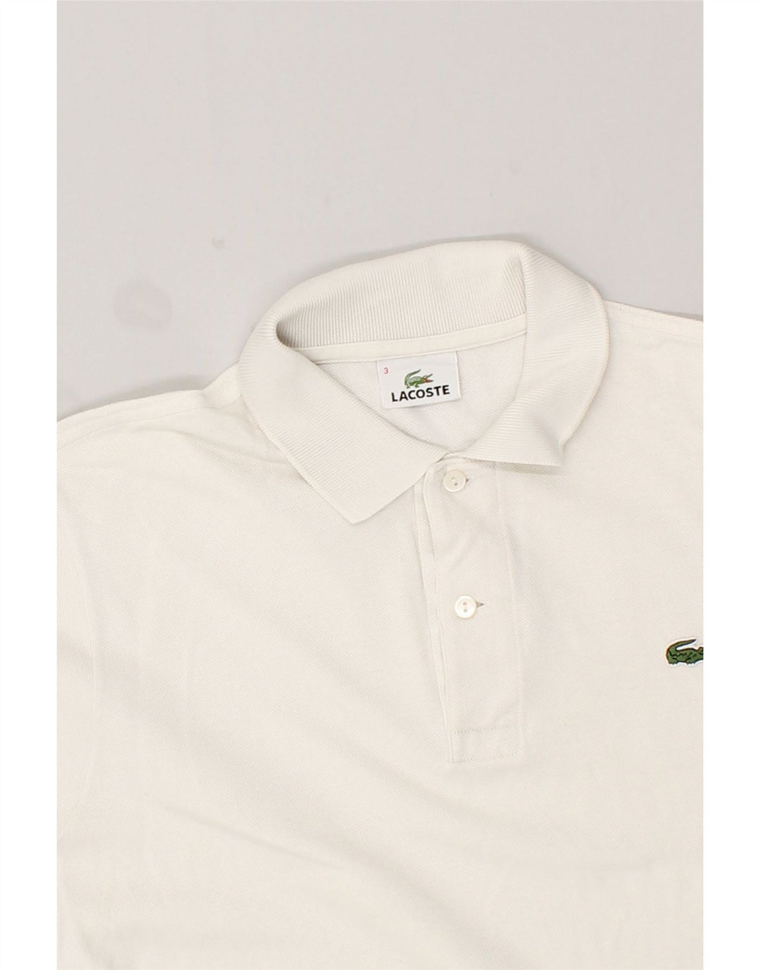 LACOSTE Mens Polo Shirt Size 3 Small White Cotton