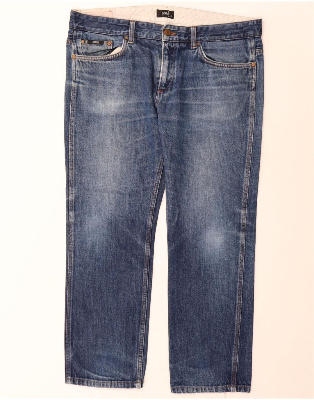 Hugo Boss Mens Straight Jeans W36 L28 Blue Cotton