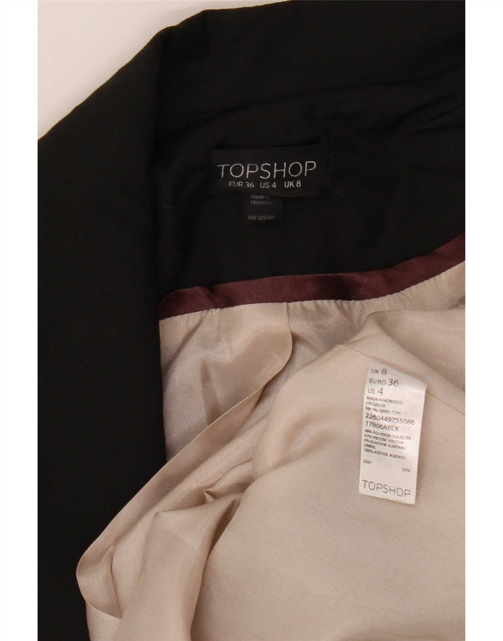 Topshop Womens Open Blazer Jacket UK 8 Small Black Polyester