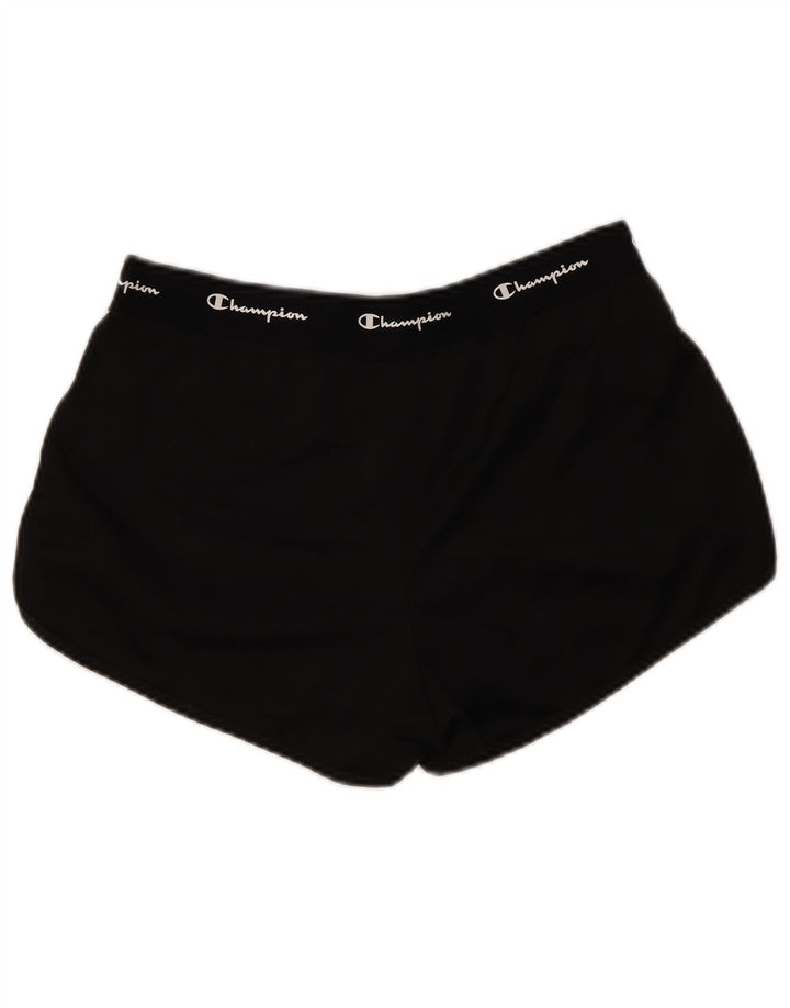 Champion Womens Graphic Sport Shorts UK 14 Large Black Polyester