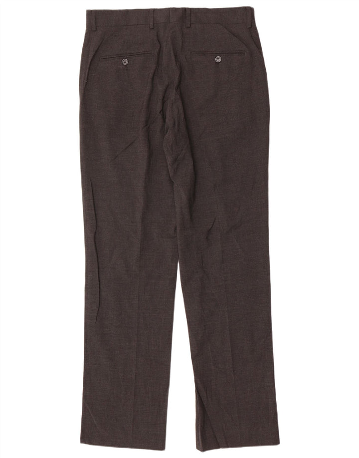 Zara Mens Straight Suit Trousers EU 42 Large W32 L33 Grey Polyester