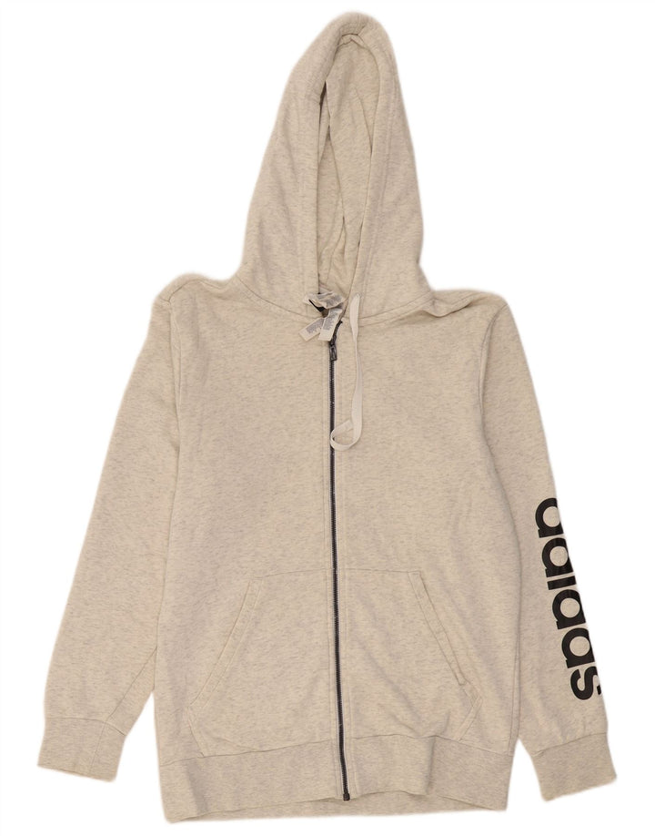 ADIDAS Mens Graphic Zip Hoodie Sweater Medium Grey Cotton