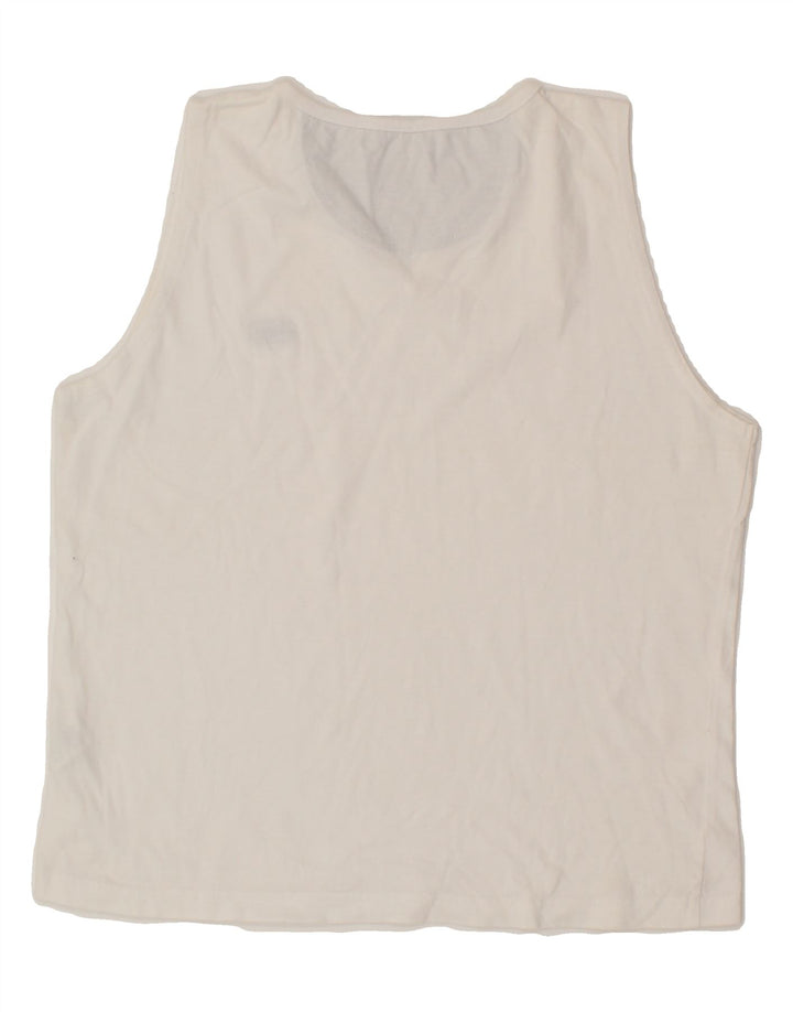 ASICS Womens Vest Top UK 14 Large White Cotton Vintage Asics and Second-Hand Asics from Messina Hembry 