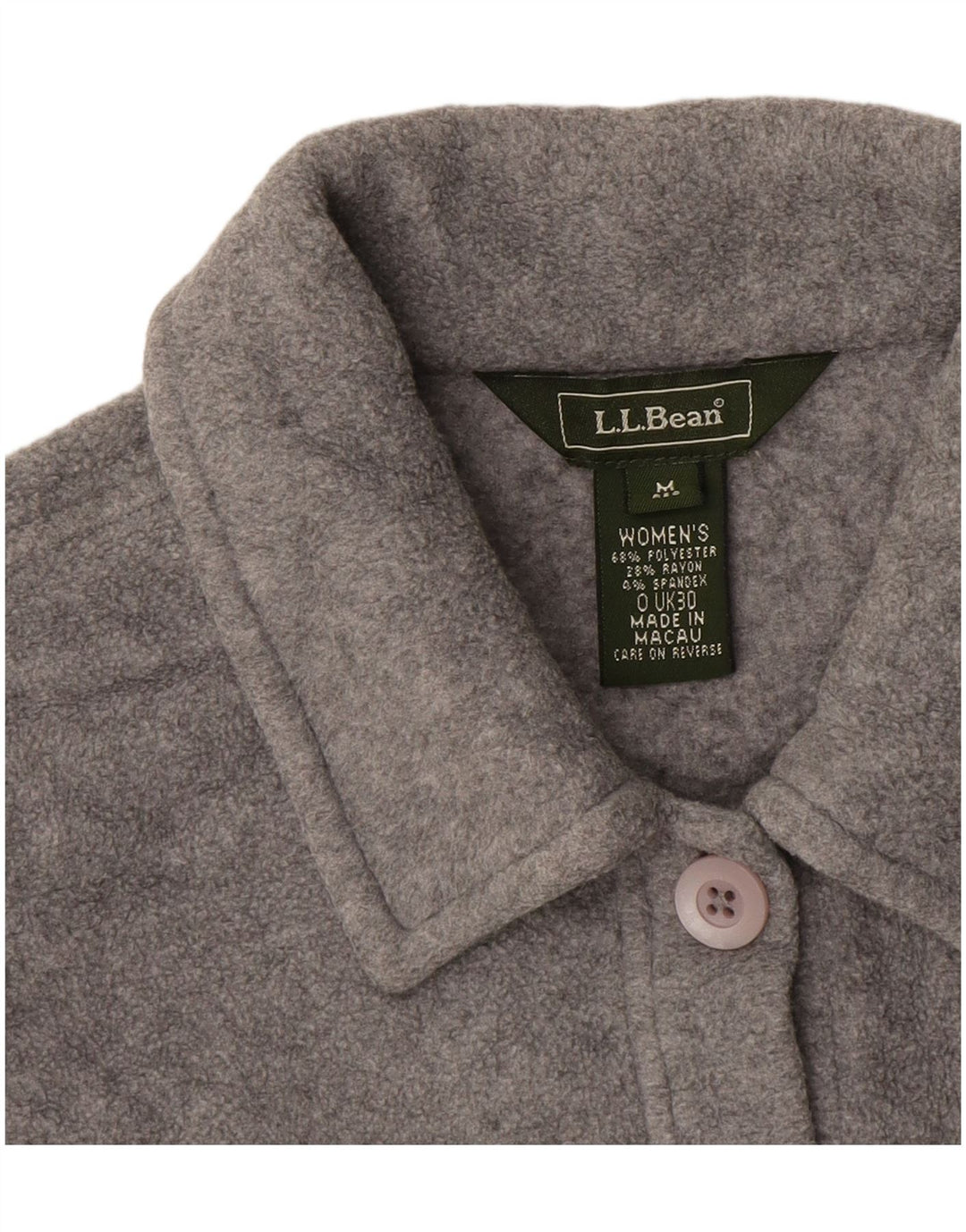 L.L.Bean Womens Fleece Jacket UK 14 Medium Grey Polyester