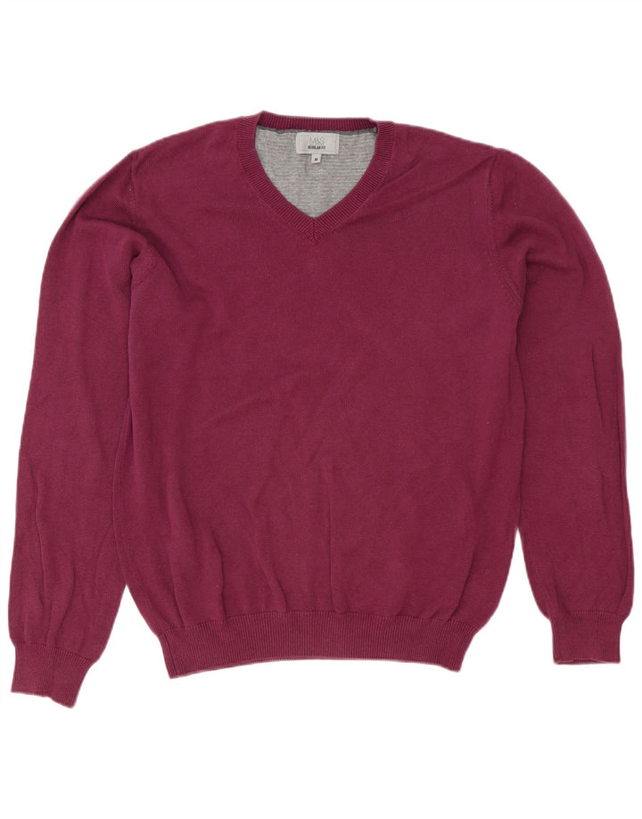 Marks & Spencer Herre Regular Fit V-hals sweater Medium Lilla Bomuld