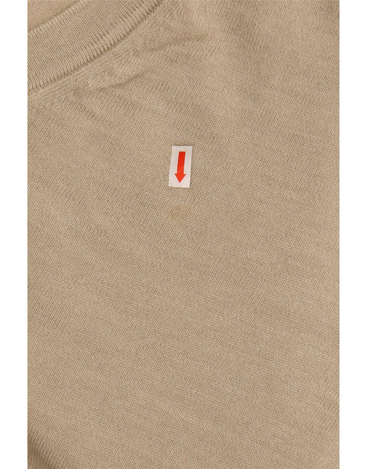 Marz Mens V-Neck Jumper Sweater IT 48 Medium Beige Wool