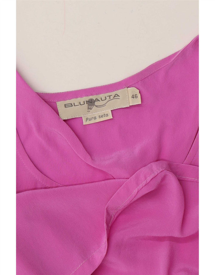 Blunauta Damen ärmelloses Blusenoberteil IT 46 Große rosa Seide
