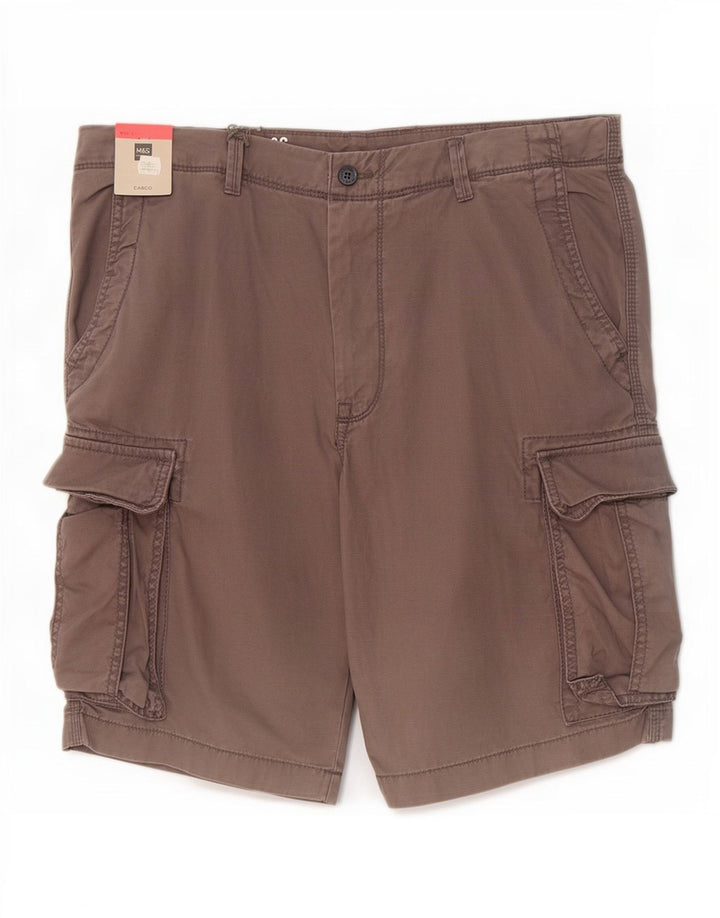 Shorts cargo masculino Marks & Spencer W36 grande algodão cinza